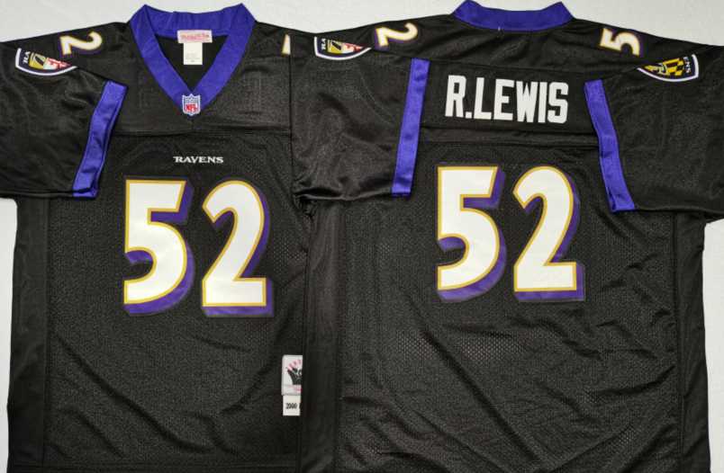 Ravens 52 Ray Lewis Black M&N Throwback Jersey->nfl m&n throwback->NFL Jersey